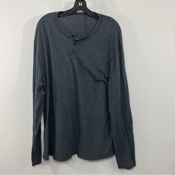Lululemon Top Men's Medium Grey Basic Long Sleeve Henley - Picture 1 of 7